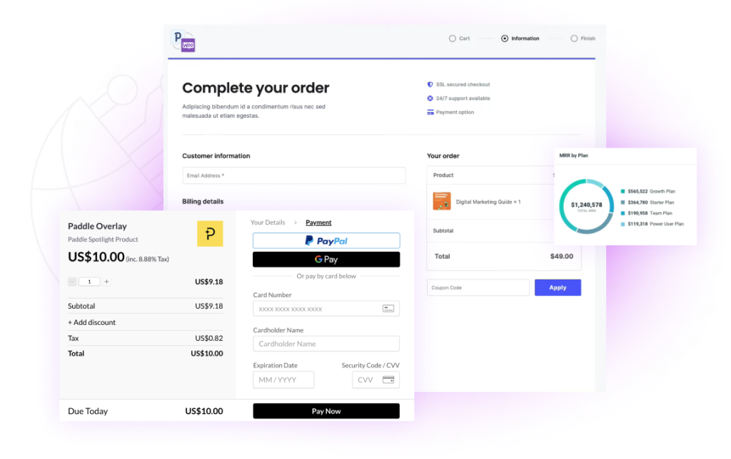 Paddle billing and checkout sales page